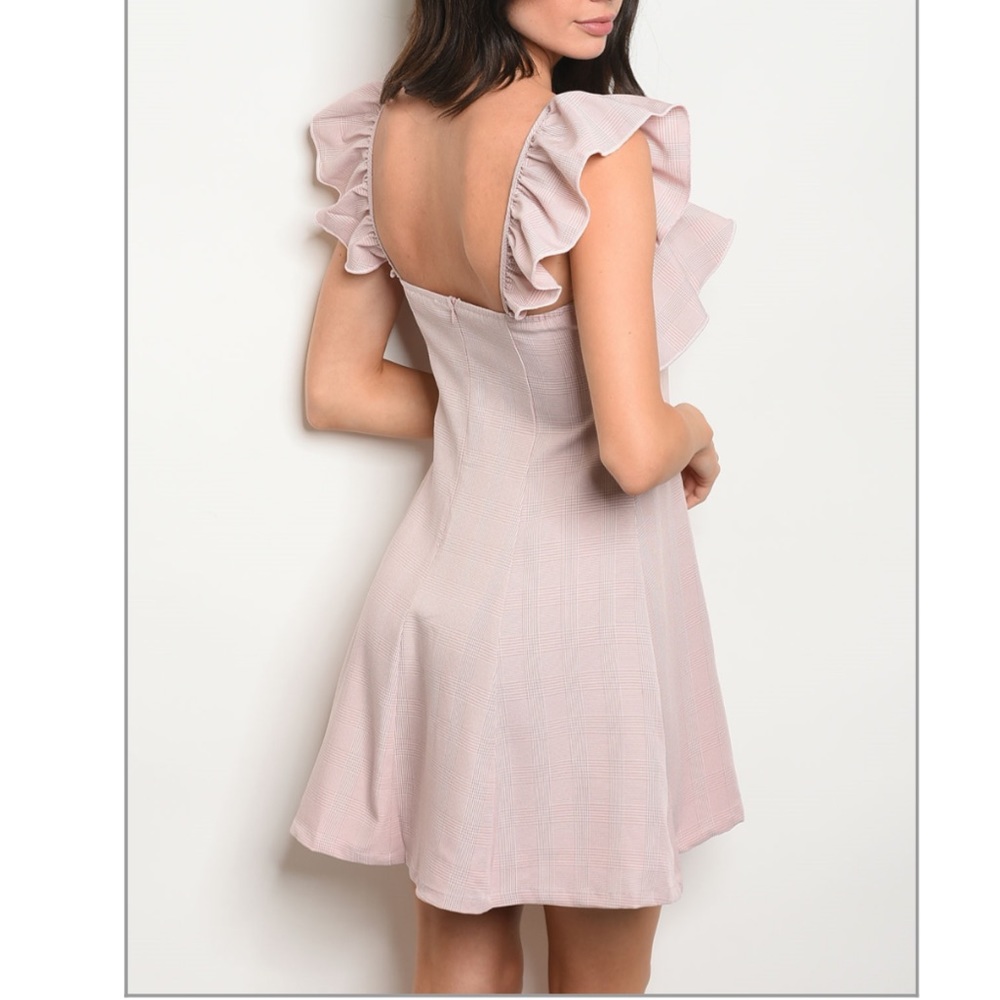 Pink & Ivory Checkered Mini Dress Sizes S M L - Picture 2 of 5